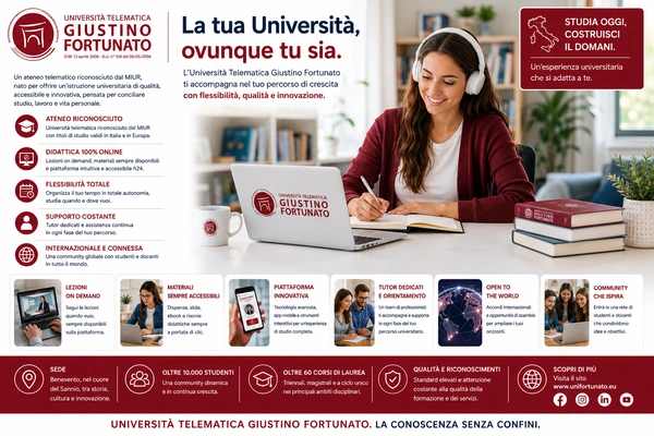 Universidad en línea Giustino Fortunato: derecho, economía y psicología.