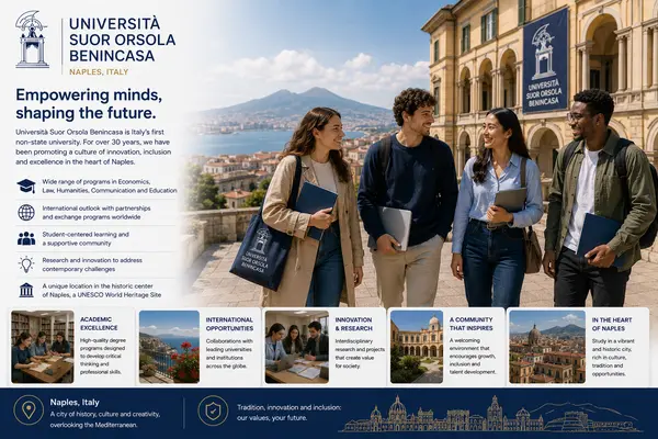 Universidad Suor Orsola Benincasa, Ciencias Humanas, Derecho y Diseño
