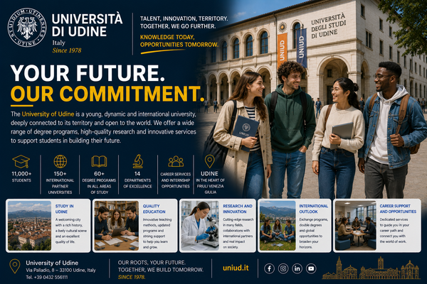 The University of Udine is at the crossroads of Italy, Austria, and Slovenia.